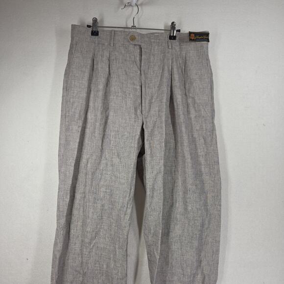 Vintage Bill Blass Pants Mens 36x30 Gray Linen Made In Italy Dress Pant Pleated - Picture 7 of 14